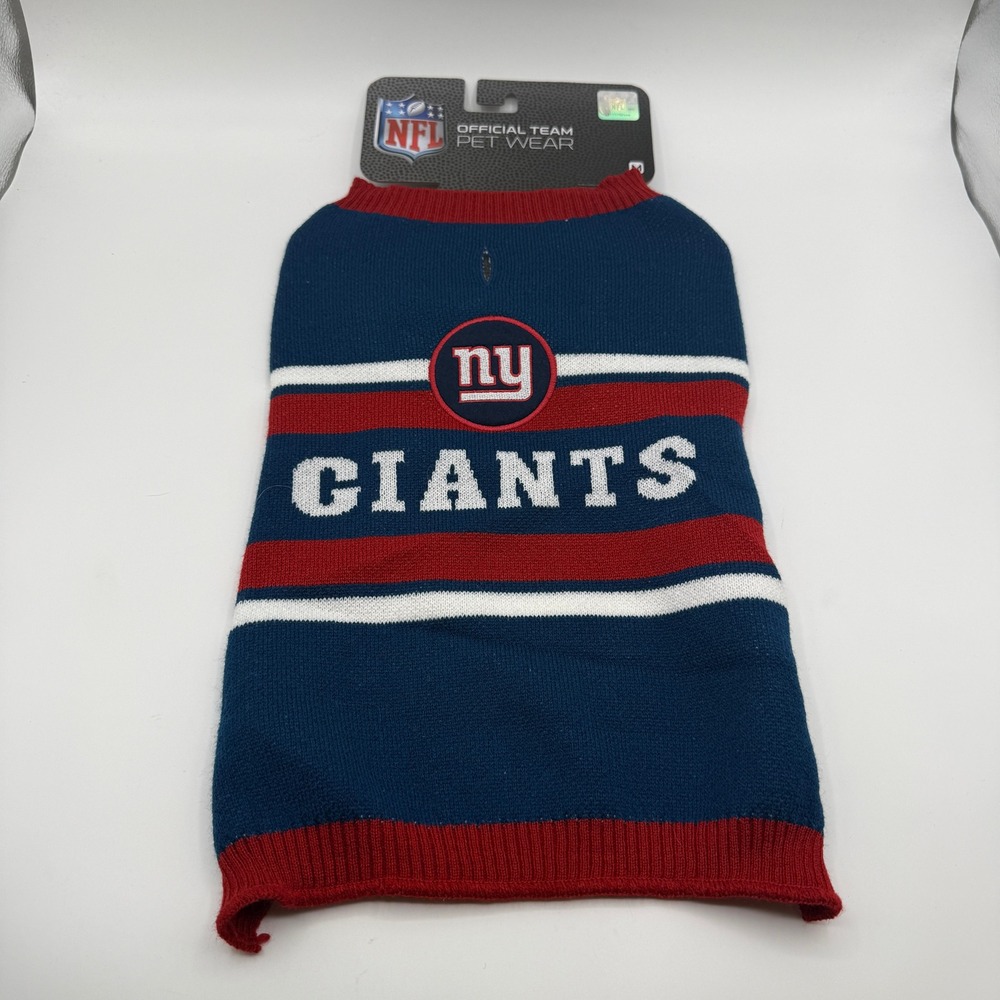 New York Giants NFL Dog Sweater Size Medium Blue Striped NFL‎ Pet Wear NEW